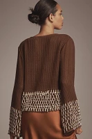 Ollari Shell-Embellished Cardigan Sweater