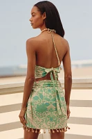 Ollari Linen Blend Beaded Printed Sarong