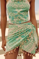 Ollari Linen Blend Beaded Printed Sarong