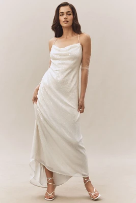 BHLDN Strappy Scoop-Neck Sequin Slim Maxi Dress