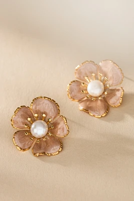 The Pink Reef Small Handpainted Floral Earrings