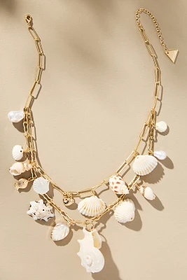 Summer Shell Icon Layered Charm Necklace