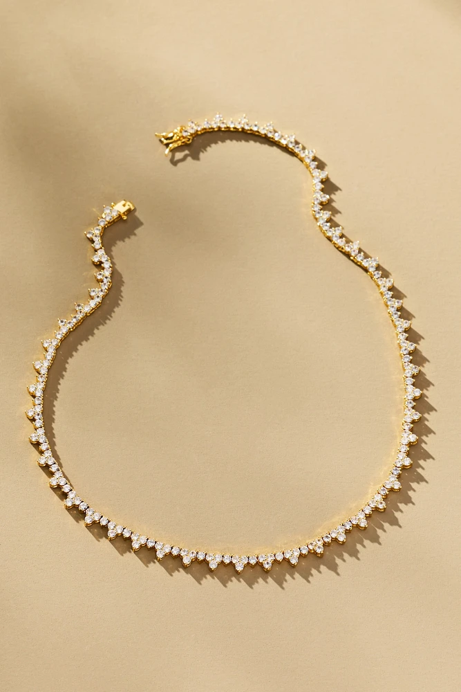 Crystal Cluster Tennis Necklace