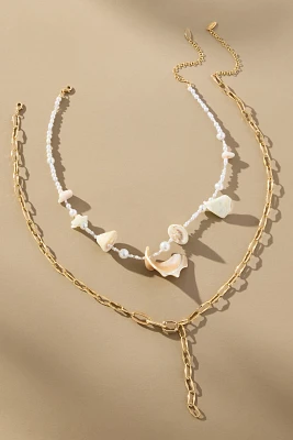 Mixed Pearl Layered Charm Necklace
