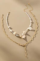 Mixed Pearl Layered Charm Necklace