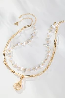Mixed Pearl Layered Charm Necklace