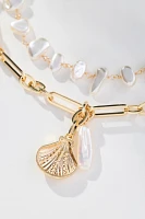 Mixed Pearl Layered Charm Necklace