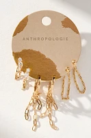 Drippy Chain Huggie Hoop Earrings, Set of 3