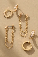 Crystal Mixed Shapes Huggie Hoop Earrings, Set of 3