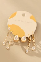 Mixed Crystal Drippy Earrings, Set of 3