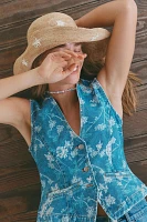Cheveux Corp. Embroidered Flower Straw Bucket Hat
