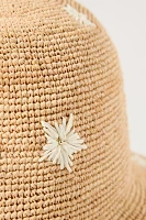 Cheveux Corp. Embroidered Flower Straw Bucket Hat