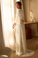 Homebodii Versailles Tie-Belt Lace Maxi Robe