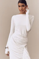 MISHA Glacier Long-Sleeve Ruched Maxi Dress