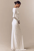 MISHA Glacier Long-Sleeve Ruched Maxi Dress