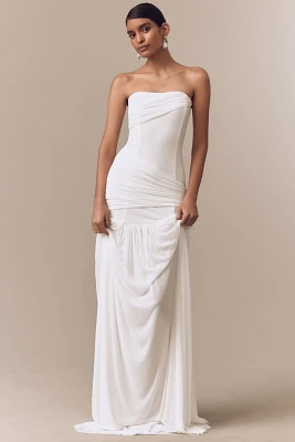 MISHA Ember Strapless Wrapped Drop-Waist Maxi Dress