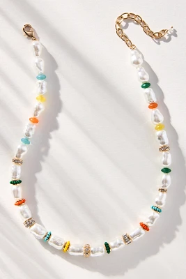 Multicolor Beaded Pearl Necklace