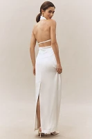 BHLDN High-Neck Satin Column Maxi Dress