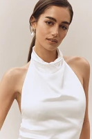 BHLDN High-Neck Satin Column Maxi Dress