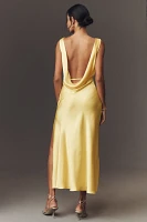 BHLDN Cowl-Neck Open-Back Floral Drop-Waist Midi Dress