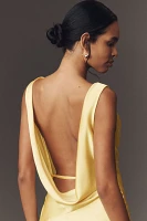 BHLDN Cowl-Neck Open-Back Floral Drop-Waist Midi Dress