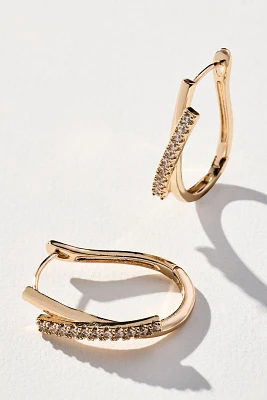 Pavé Sculptural U-Shaped Hoop Earrings