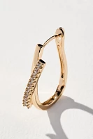 Pavé Sculptural U-Shaped Hoop Earrings