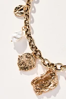Pearl & Molten Charm Toggle Cable Chain Necklace