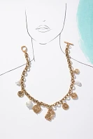 Pearl & Molten Charm Toggle Cable Chain Necklace