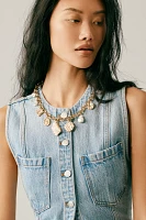 Pearl & Molten Charm Toggle Cable Chain Necklace