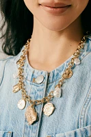 Pearl & Molten Charm Toggle Cable Chain Necklace