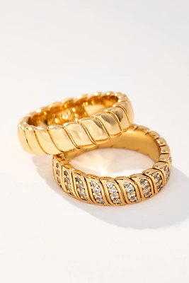 Luv Aj Snake Chain Rings, Set of 2