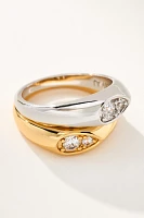 Luv Aj Mixed Metal Pear Stacker Rings, Set of 2