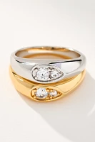 Luv Aj Mixed Metal Pear Stacker Rings, Set of 2