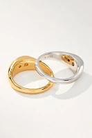 Luv Aj Mixed Metal Pear Stacker Rings, Set of 2