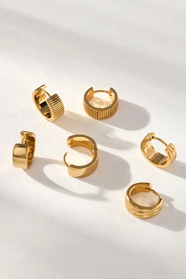 Luv Aj Ridged Huggie Hoop Earrings, Set of 3
