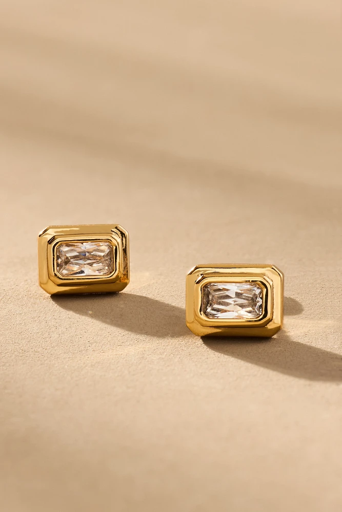 Luv Aj Emerald Bezel Stud Earrings