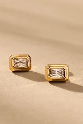 Luv Aj Emerald Bezel Stud Earrings