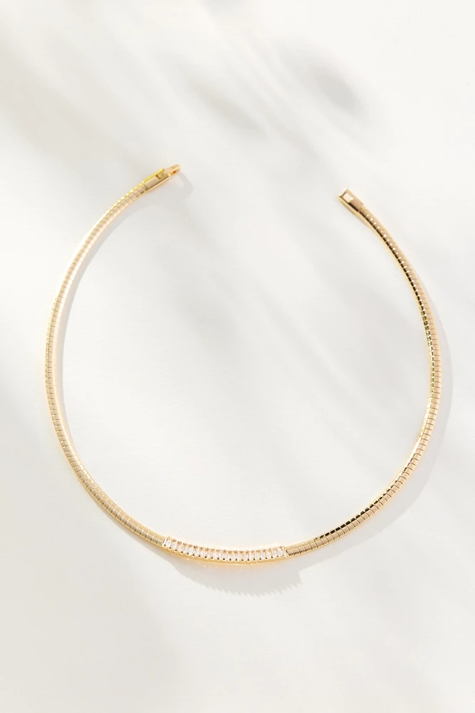 Baguette Crystal Flat Chain Necklace
