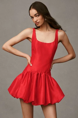 Hutch Sleeveless Satin Drop-Waist Bubble Mini Dress