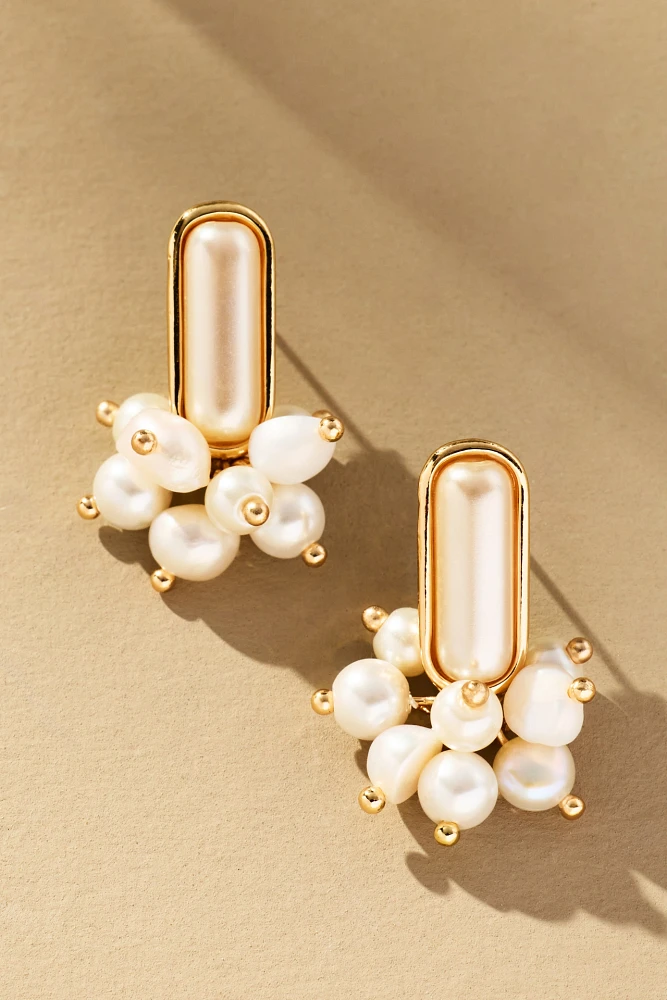 Pearl Cluster Drop Earrings