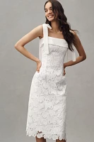 English Factory Sleeveless Tie-Strap Lace Midi Dress