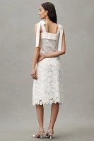 English Factory Sleeveless Tie-Strap Lace Midi Dress