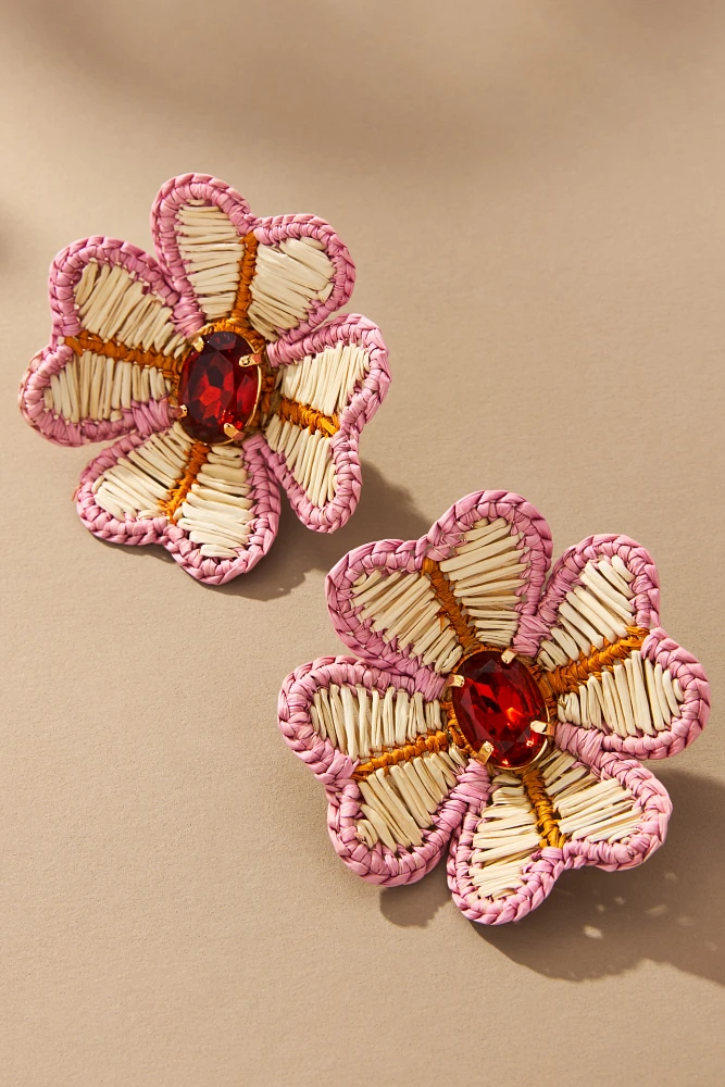 Mercedes Salazar Flora Raffia Clip-On Earrings