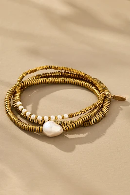 Mixed Metal Beaded Bracelets, Set of 3