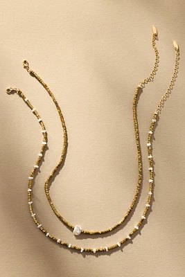 Beaded Pearl Necklaces, Set of 2