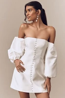 Shona Joy Calcite Tailored Off-The-Shoulder Balloon-Sleeve Mini Dress