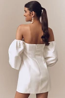Shona Joy Calcite Tailored Off-The-Shoulder Balloon-Sleeve Mini Dress