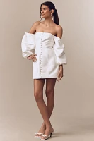 Shona Joy Calcite Tailored Off-The-Shoulder Balloon-Sleeve Mini Dress