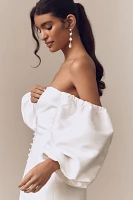 Shona Joy Calcite Tailored Off-The-Shoulder Balloon-Sleeve Mini Dress
